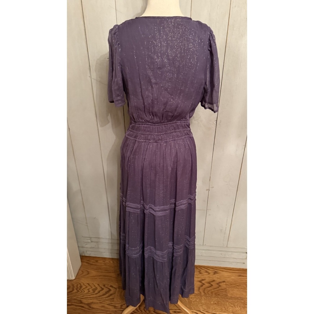 Anthropologie The Somerset Maxi Dress Lurex Edition Metallic Marin Navy Sz-SM - Picture 8 of 12